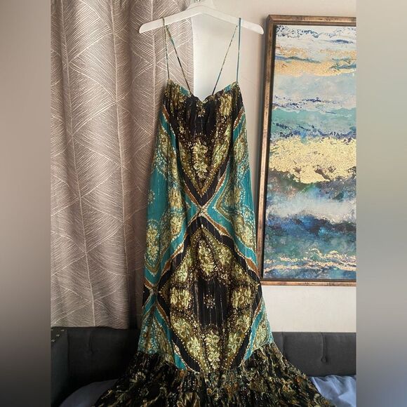 Free People Mojave Mermaid  Metallic Maxi Slip Dress Size Médium  Latigo Bay NWT - Picture 5 of 17